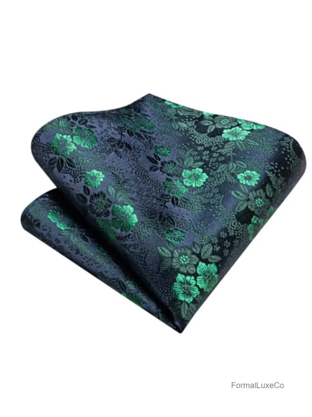 Men's Silk Tie Set with Floral Design, Necktie & Pocket Square